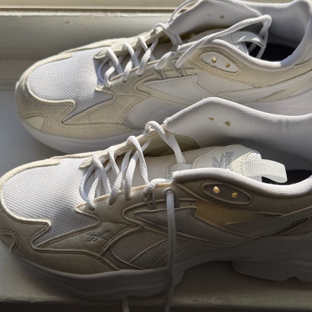 Reebok Off-White and Cream Classic Runner Sneakers